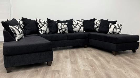 Venus Black U-Shape Sectional