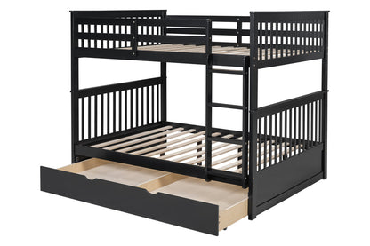 Full/Full Bunk Bed With Twin Trundle Espresso