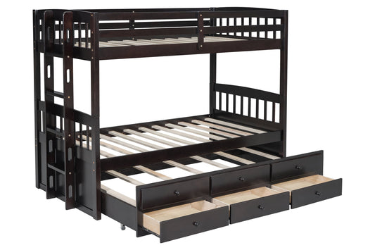 Twin/Twin Bunkbed w Trundle + 3 Drawers
