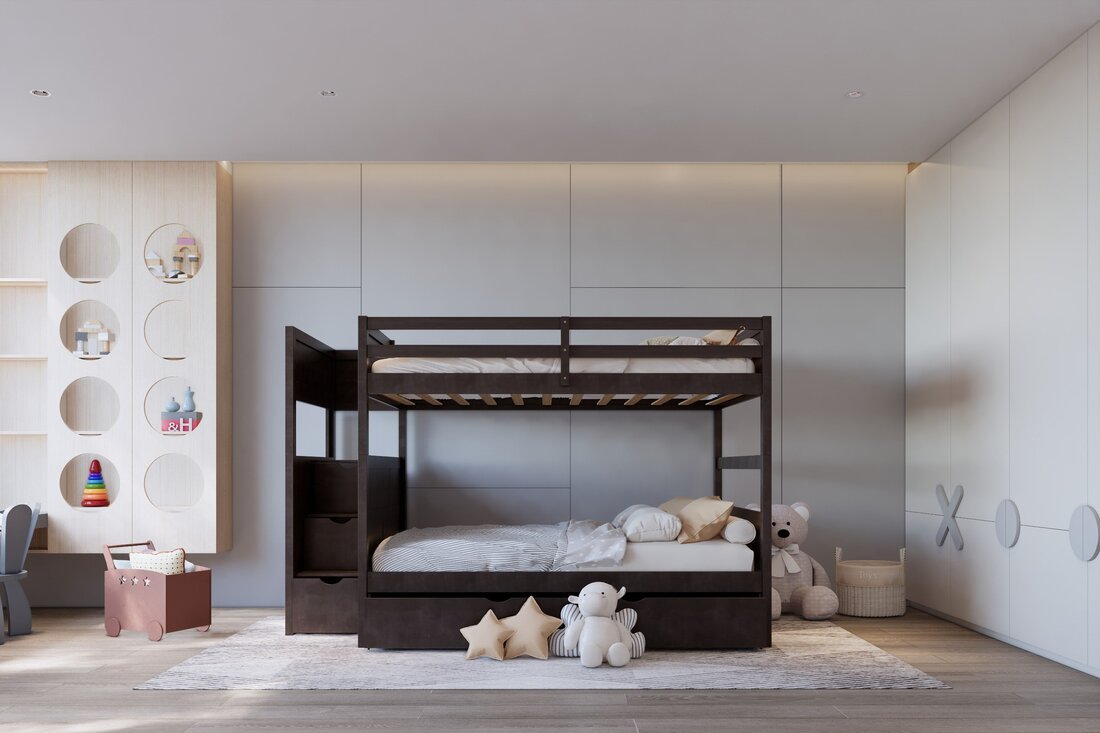 Full/Full Bunk Bed With Twin Trundle + Staircase Storage