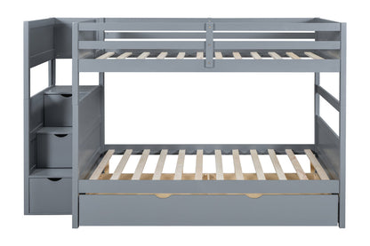 Full/Full Bunk Bed With Twin Trundle + Staircase Storage