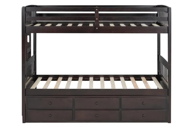 Twin/Twin Bunkbed w Trundle + 3 Drawers