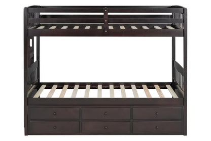 Twin/Twin Bunkbed w Trundle + 3 Drawers