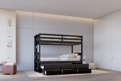 Twin/Twin Bunkbed w Trundle + 3 Drawers